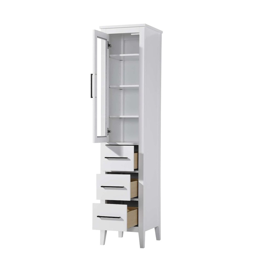 16 Inch Bath Storage Glass Cabinet in White. Picture 2