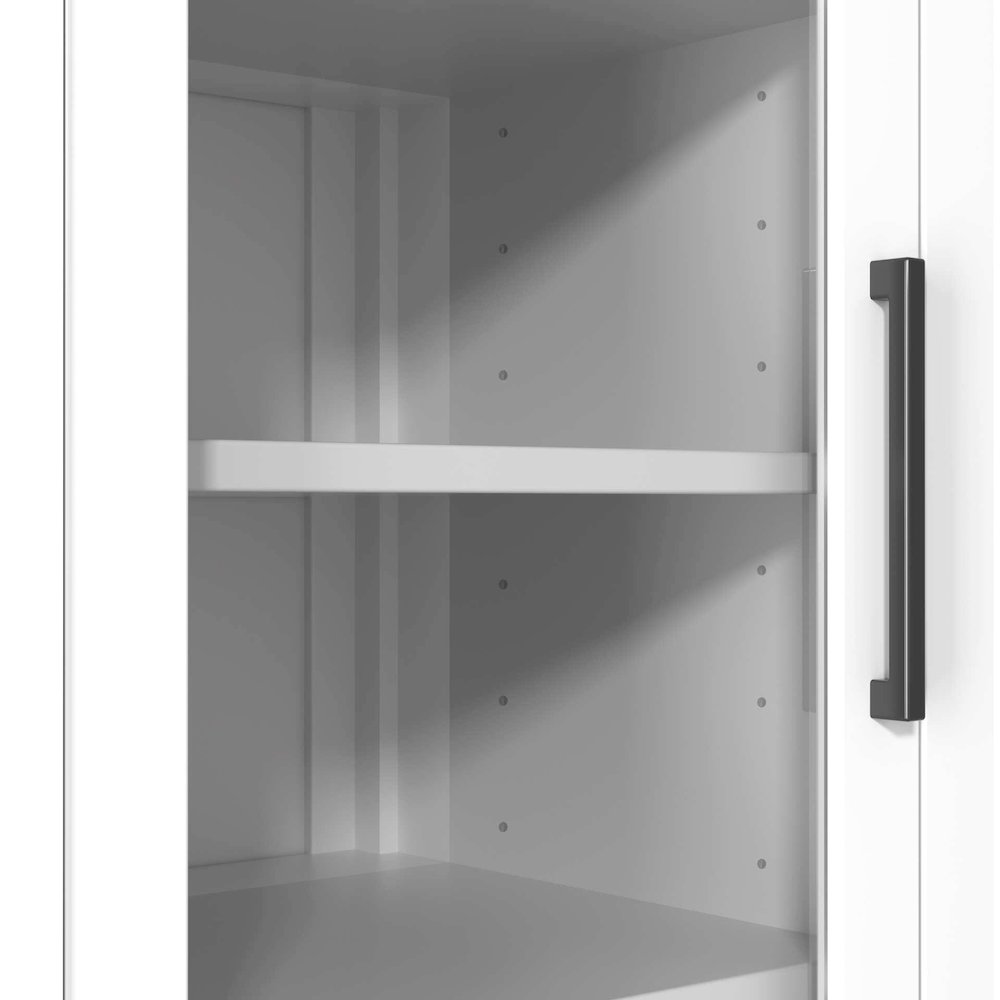 16 Inch Bath Storage Glass Cabinet in White. Picture 4