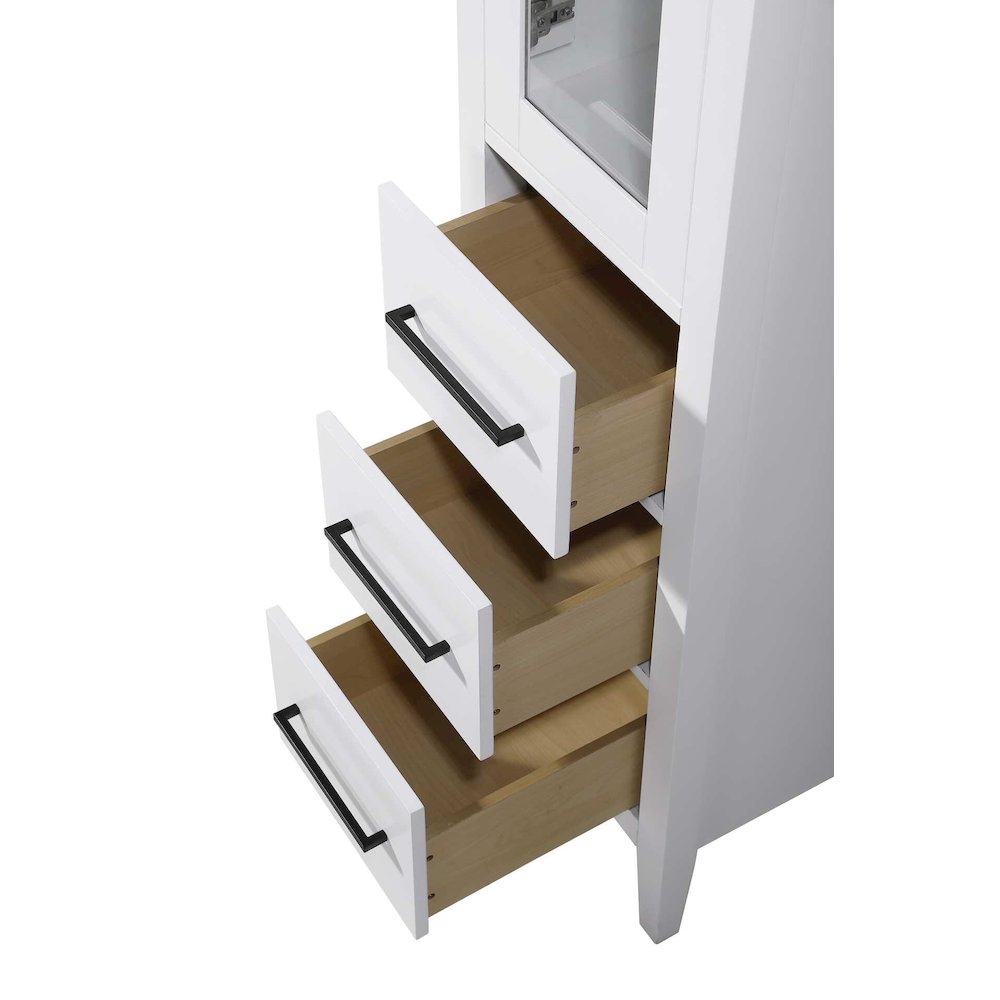 16 Inch Bath Storage Glass Cabinet in White. Picture 5