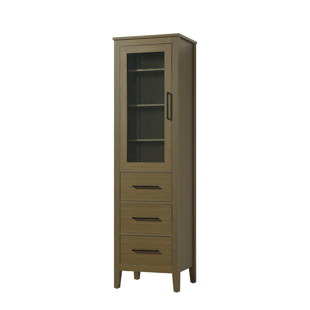 20 Inch Bath Storage Glass Cabinet in Chestnut Brown. Picture 1