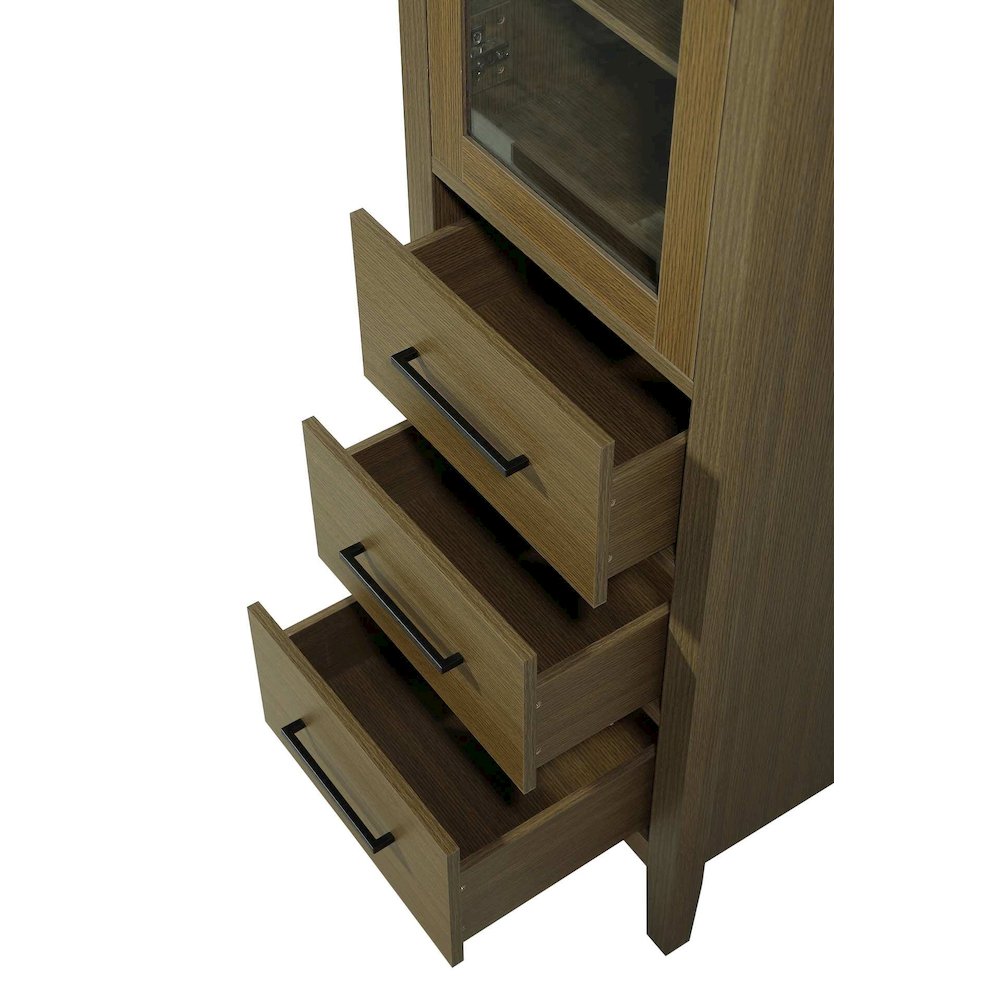 20 Inch Bath Storage Glass Cabinet in Chestnut Brown. Picture 5