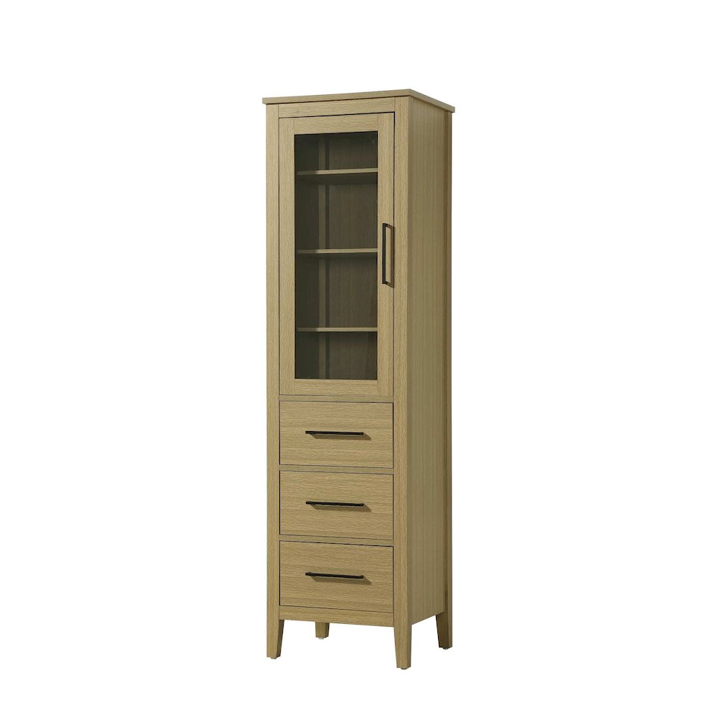 20 Inch Bath Storage Glass Cabinet in Honey Brown. Picture 1