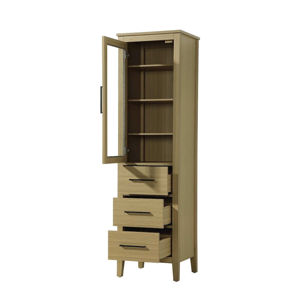 20 Inch Bath Storage Glass Cabinet in Honey Brown. Picture 2