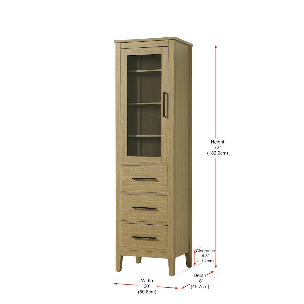 20 Inch Bath Storage Glass Cabinet in Honey Brown. Picture 8