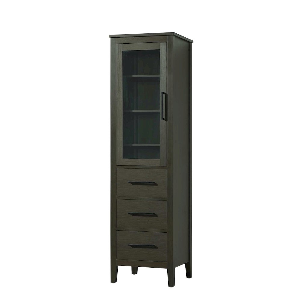 20 Inch Bath Storage Glass Cabinet in Mocha Brown. Picture 1