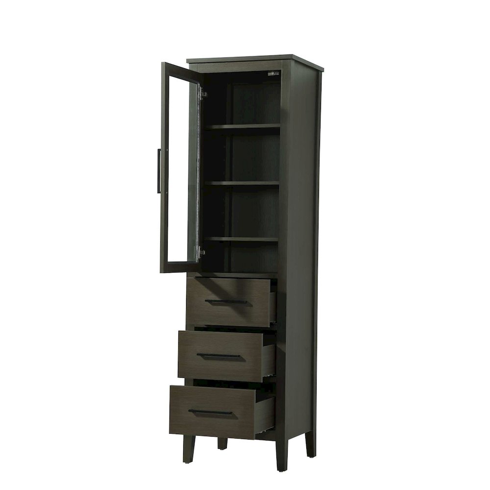 20 Inch Bath Storage Glass Cabinet in Mocha Brown. Picture 2