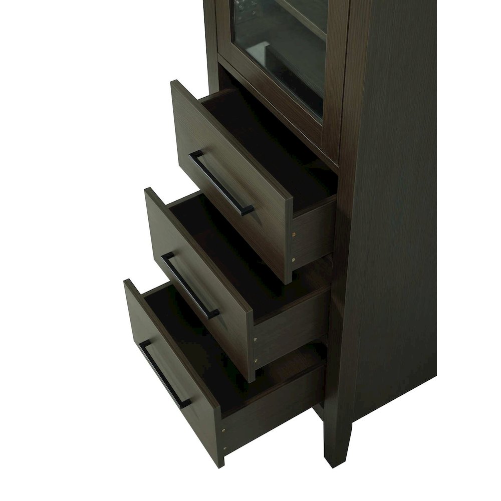 20 Inch Bath Storage Glass Cabinet in Mocha Brown. Picture 5