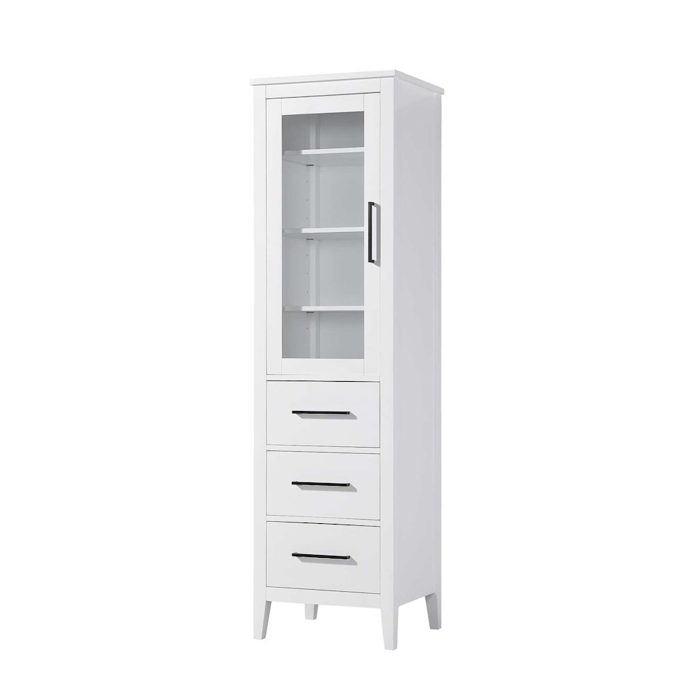 20 Inch Bath Storage Glass Cabinet in White. Picture 1