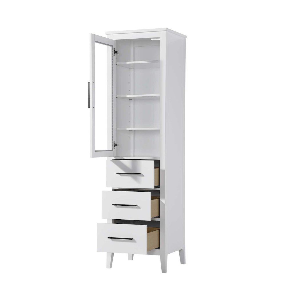 20 Inch Bath Storage Glass Cabinet in White. Picture 2