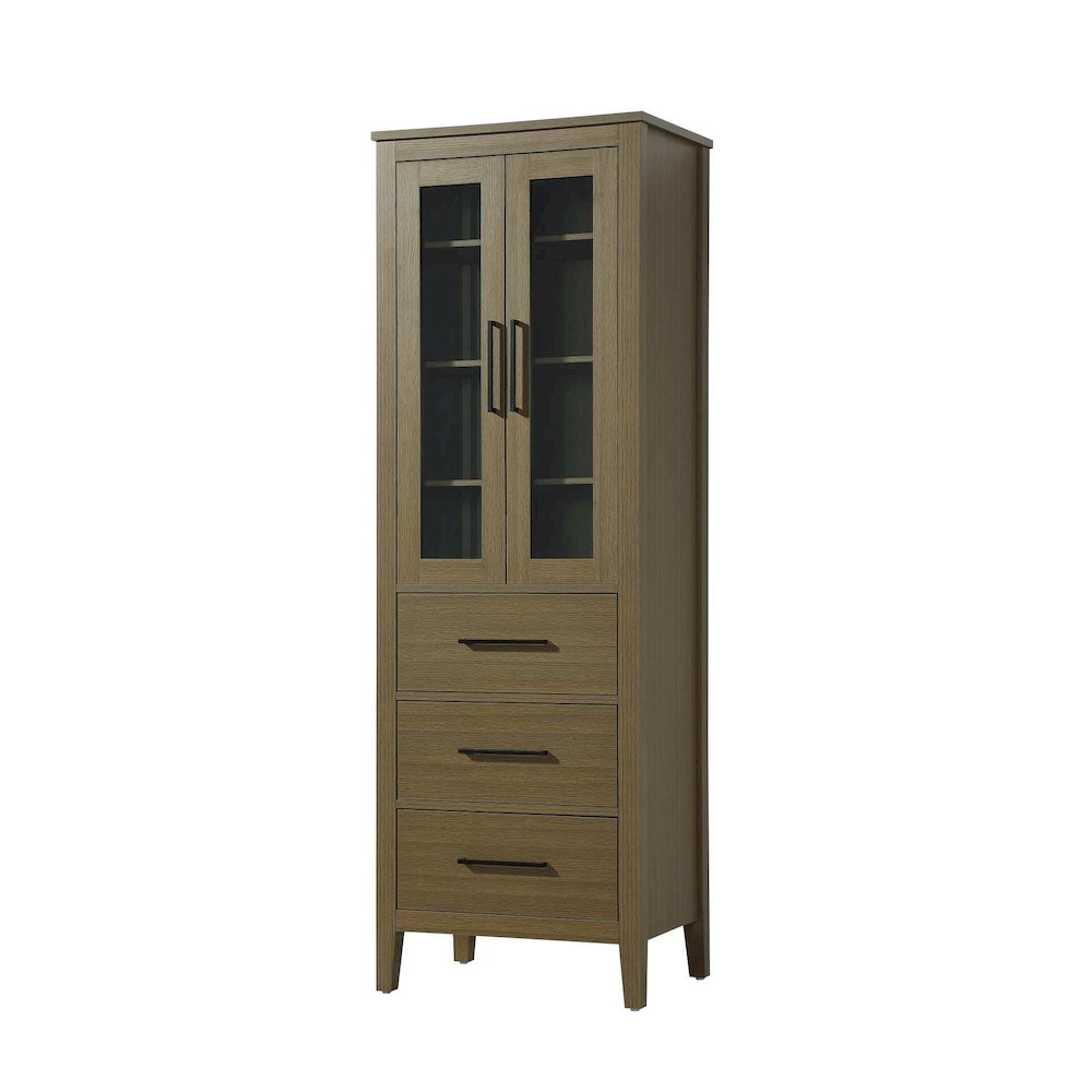 24 Inch Bath Storage Glass Cabinet in Chestnut Brown. Picture 1