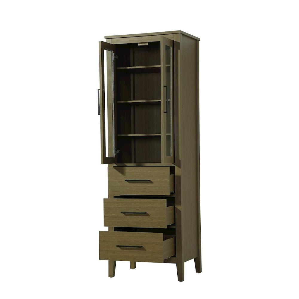 24 Inch Bath Storage Glass Cabinet in Chestnut Brown. Picture 2