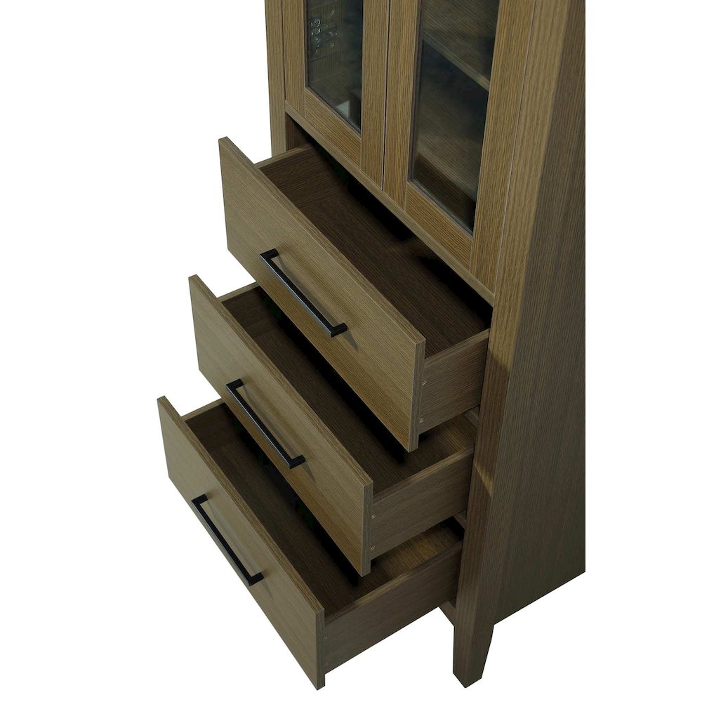 24 Inch Bath Storage Glass Cabinet in Chestnut Brown. Picture 5