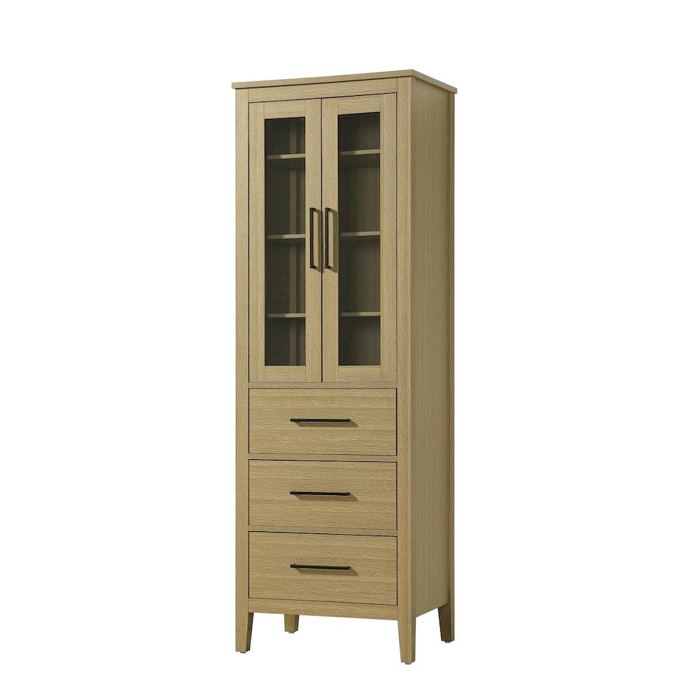 24 Inch Bath Storage Glass Cabinet in Honey Brown. Picture 1