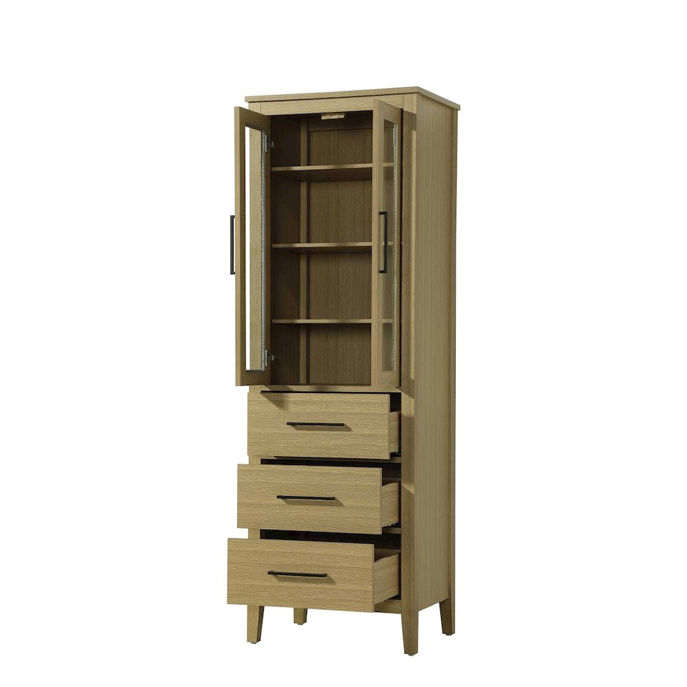 24 Inch Bath Storage Glass Cabinet in Honey Brown. Picture 2