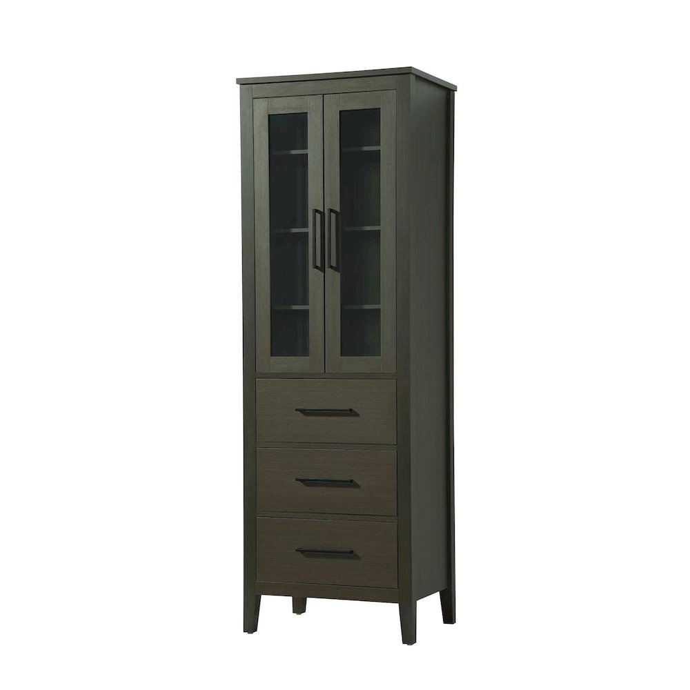 24 Inch Bath Storage Glass Cabinet in Mocha Brown. Picture 1