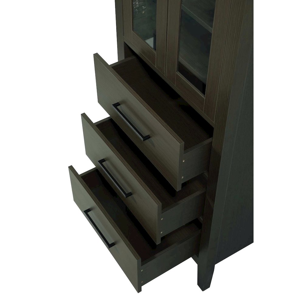 24 Inch Bath Storage Glass Cabinet in Mocha Brown. Picture 5