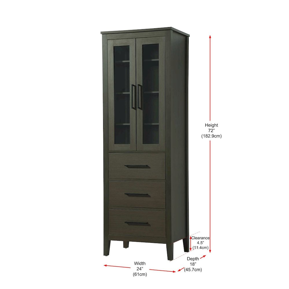 24 Inch Bath Storage Glass Cabinet in Mocha Brown. Picture 8