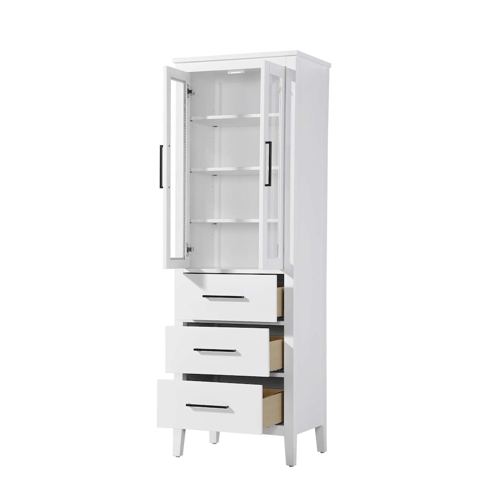 24 Inch Bath Storage Glass Cabinet in White. Picture 2