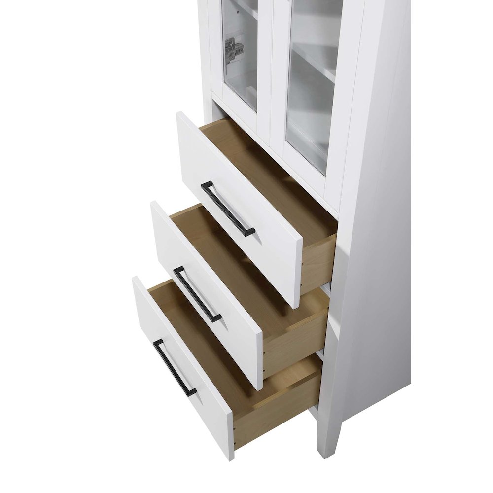 24 Inch Bath Storage Glass Cabinet in White. Picture 5