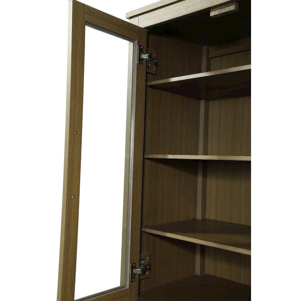 28 Inch Bath Storage Glass Cabinet in Chestnut Brown. Picture 3