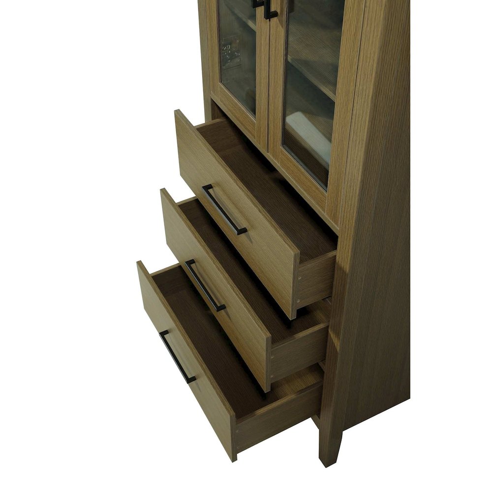 28 Inch Bath Storage Glass Cabinet in Chestnut Brown. Picture 5