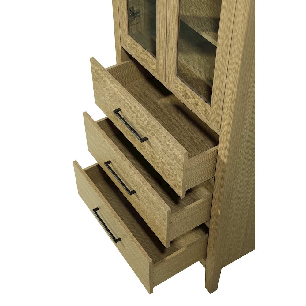 28 Inch Bath Storage Glass Cabinet in Honey Brown. Picture 5