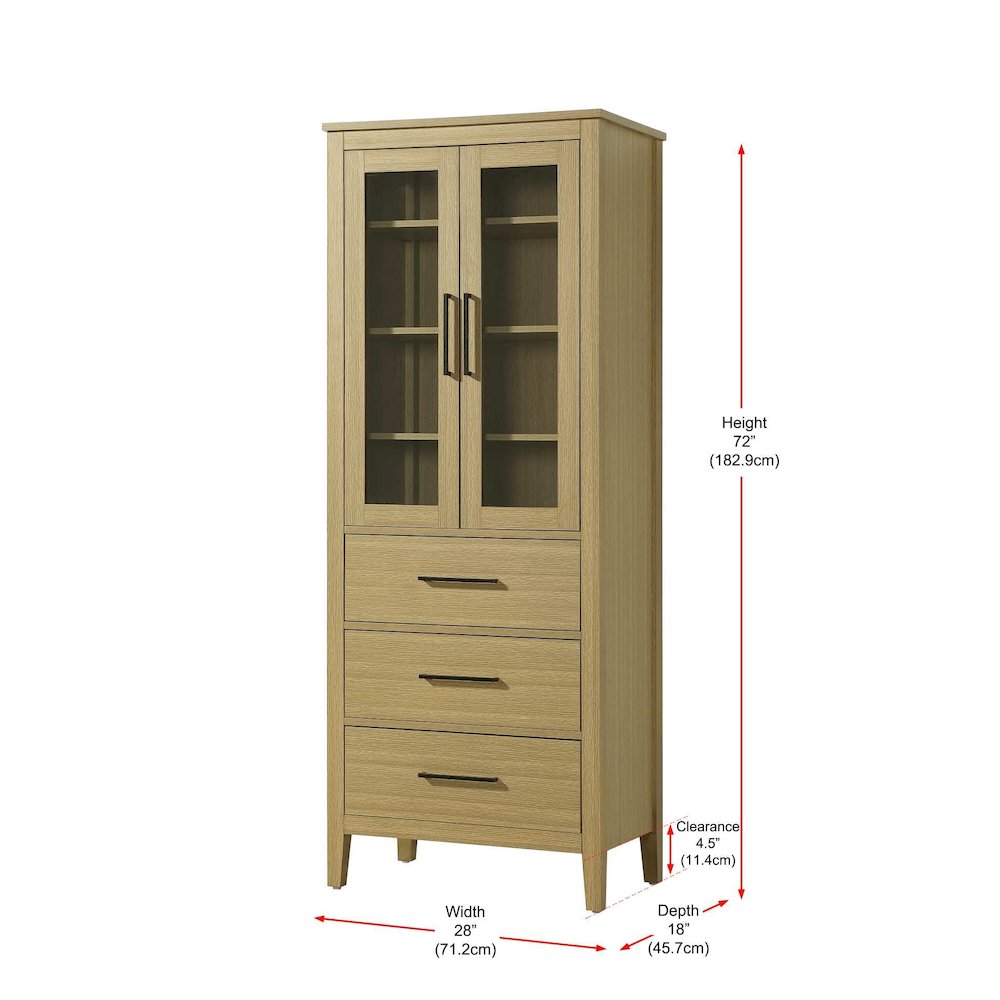 28 Inch Bath Storage Glass Cabinet in Honey Brown. Picture 8