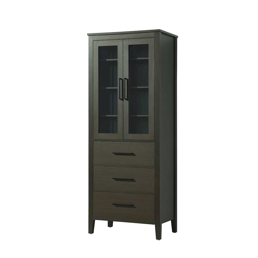 28 Inch Bath Storage Glass Cabinet in Mocha Brown. Picture 1