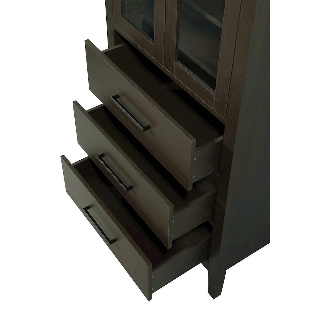 28 Inch Bath Storage Glass Cabinet in Mocha Brown. Picture 5