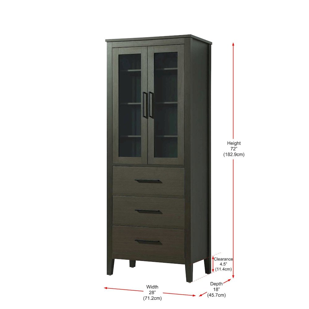 28 Inch Bath Storage Glass Cabinet in Mocha Brown. Picture 8
