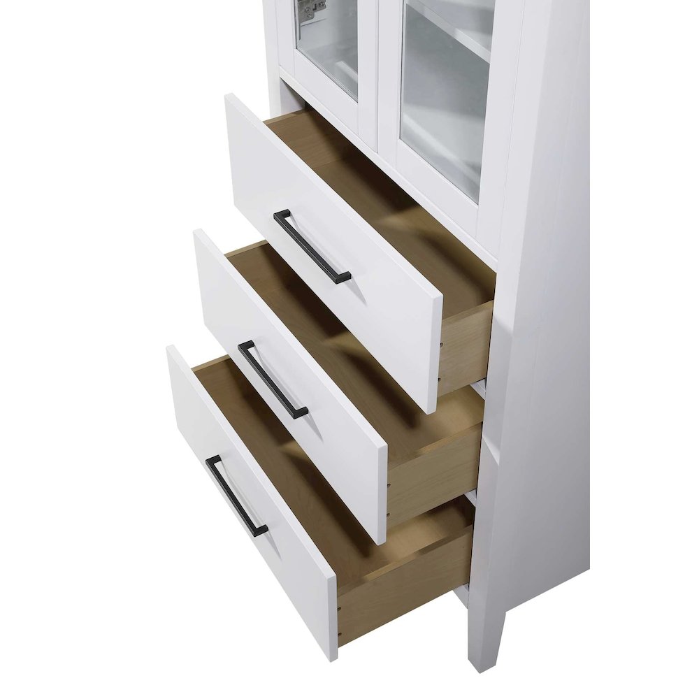28 Inch Bath Storage Glass Cabinet in White. Picture 5