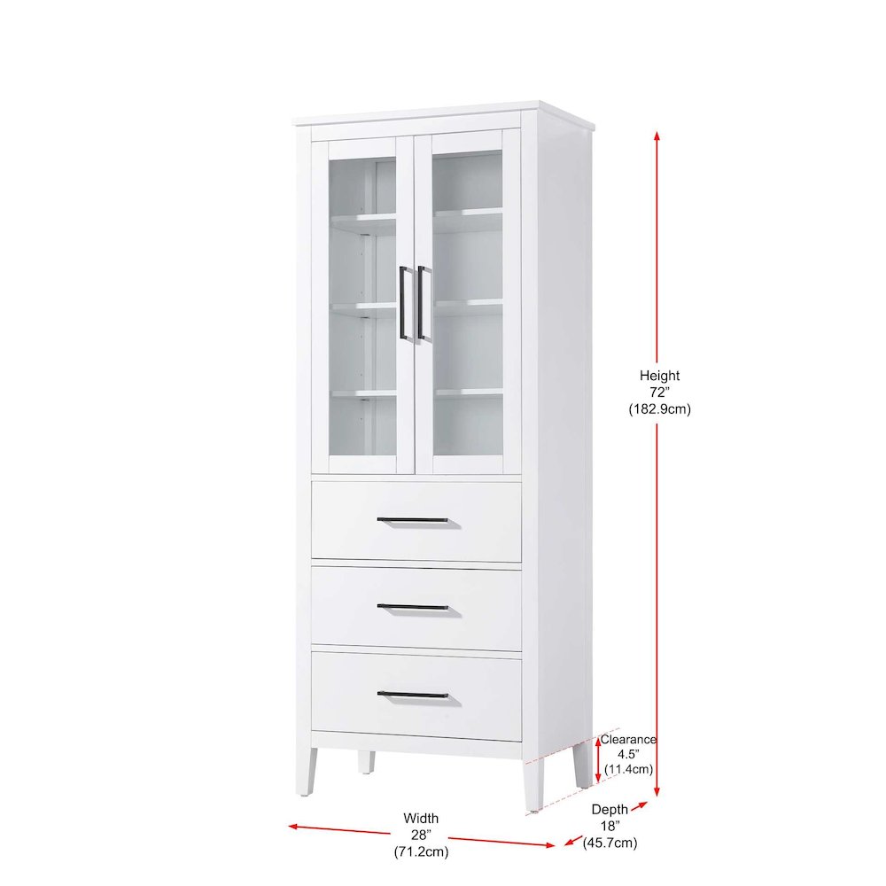 28 Inch Bath Storage Glass Cabinet in White. Picture 8