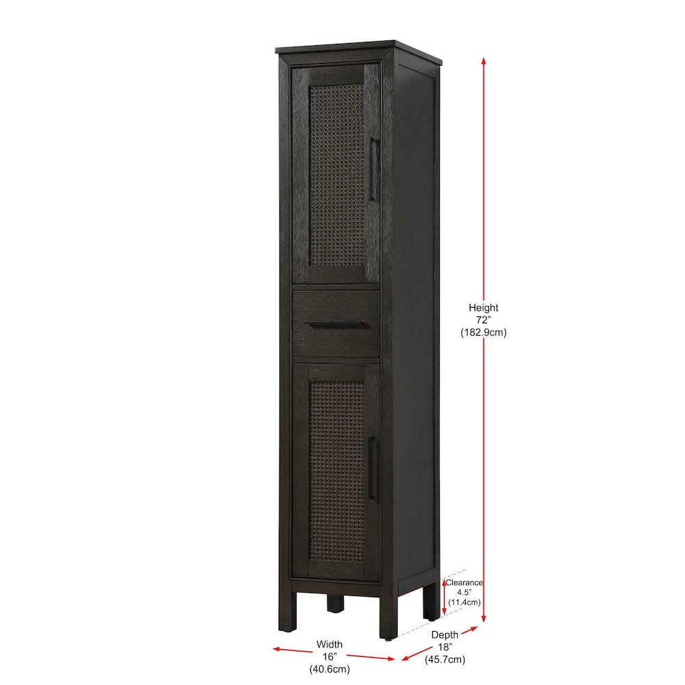 16 Inch Bath Storage Cabinet in Chocolate Oak. Picture 8