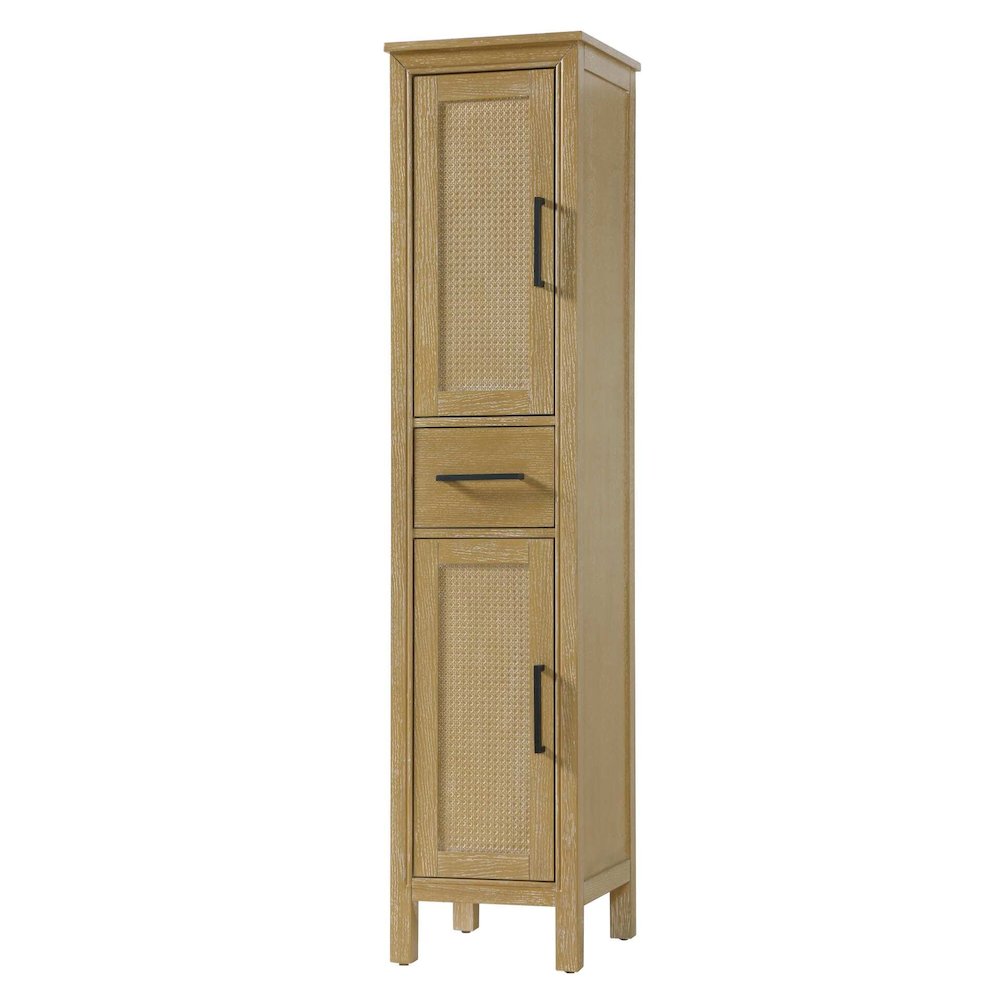 16 Inch Bath Storage Cabinet in Linen Oak. Picture 1