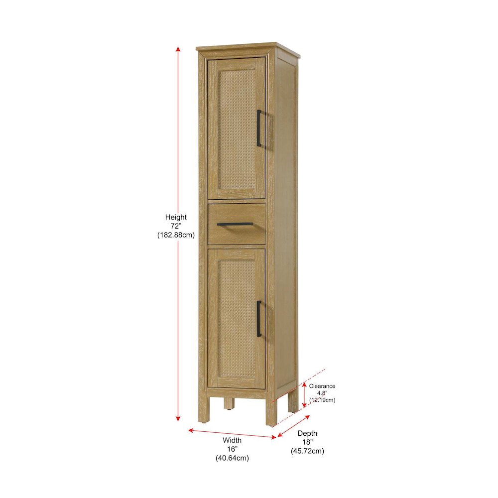 16 Inch Bath Storage Cabinet in Linen Oak. Picture 8