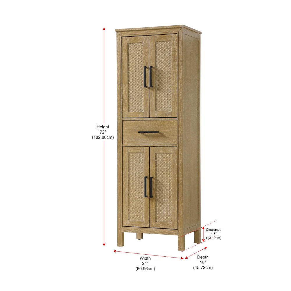24 Inch Bath Storage Cabinet in Linen Oak. Picture 8
