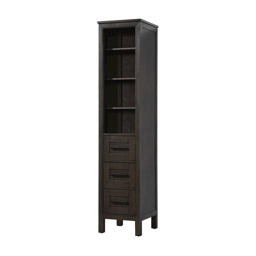 16 Inch Open Shelving Bath Storage Cabinet in Chocolate Oak. Picture 1