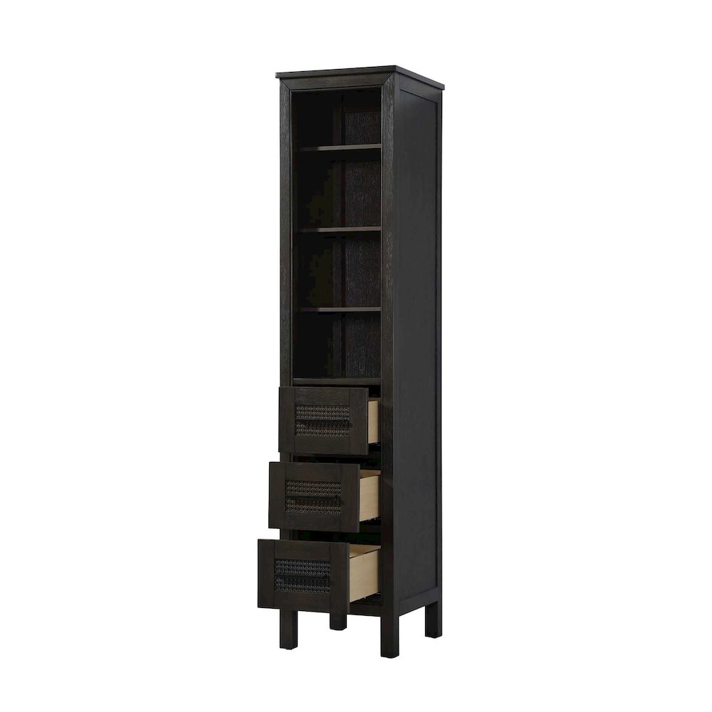 16 Inch Open Shelving Bath Storage Cabinet in Chocolate Oak. Picture 2