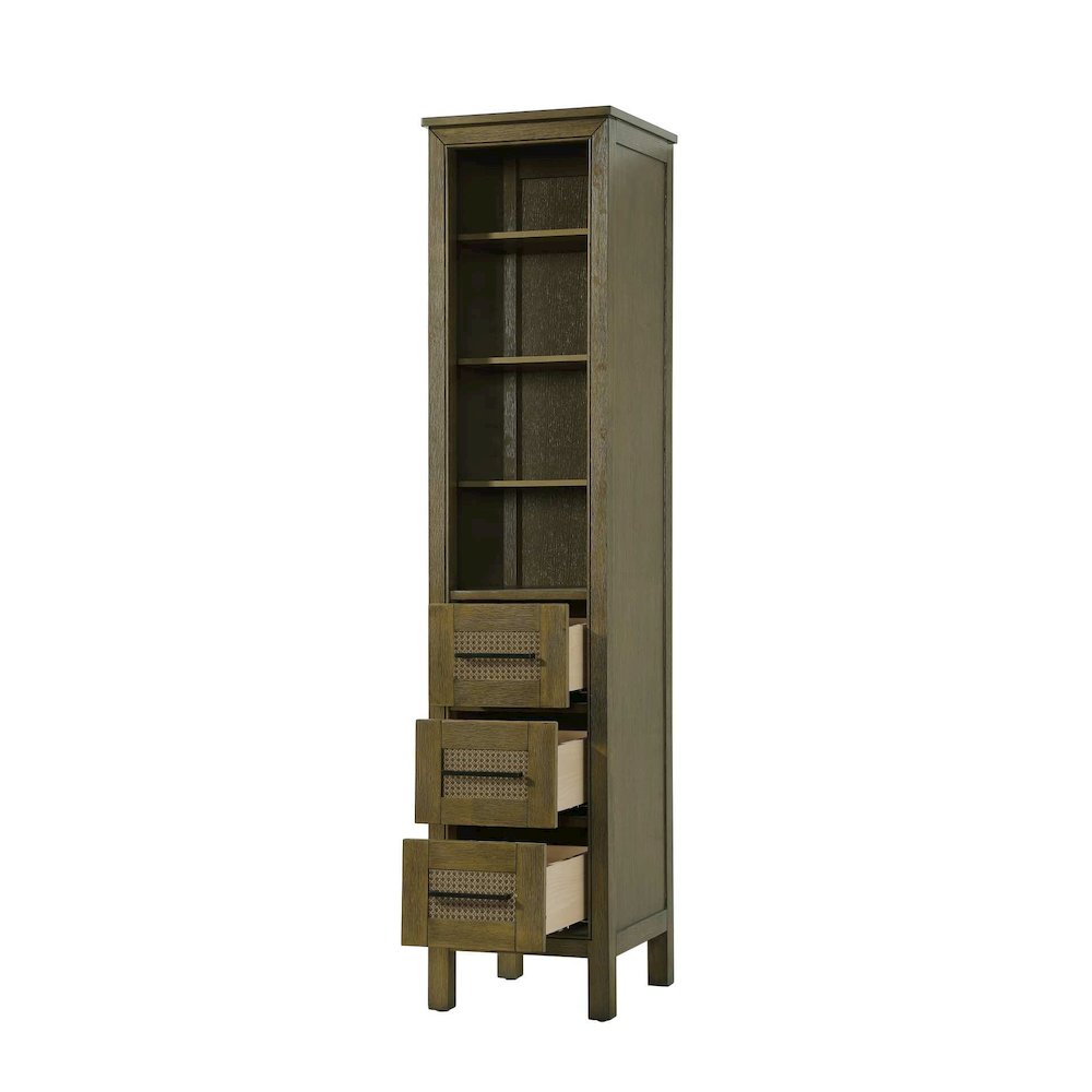 16 Inch Open Shelving Bath Storage Cabinet in Hazel Oak. Picture 2
