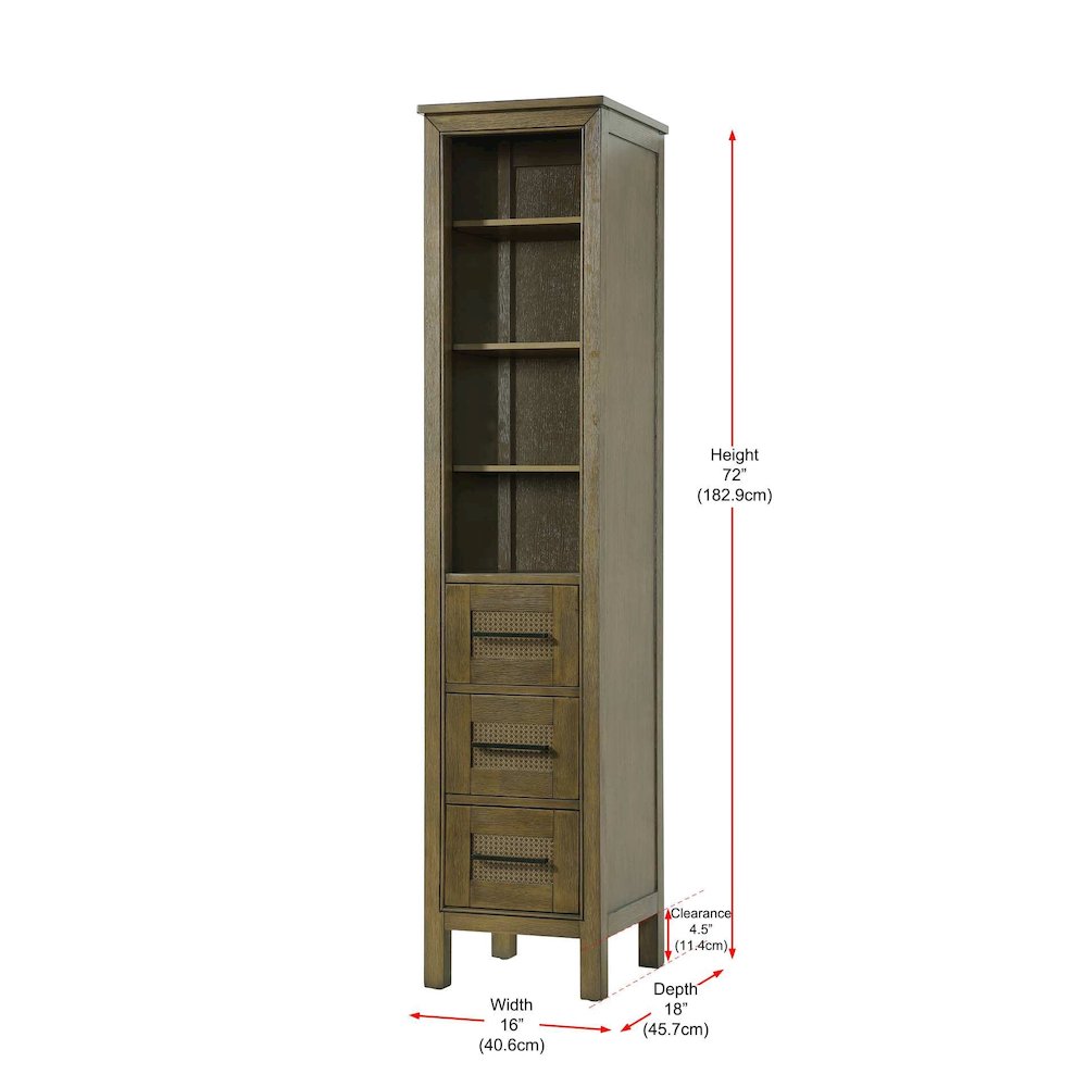 16 Inch Open Shelving Bath Storage Cabinet in Hazel Oak. Picture 7