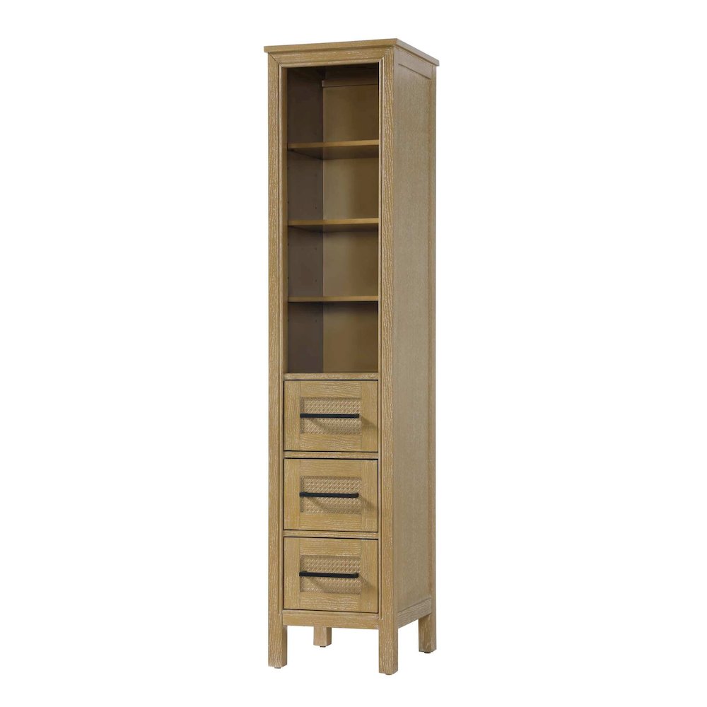 16 Inch Open Shelving Bath Storage Cabinet in Linen Oak. Picture 1
