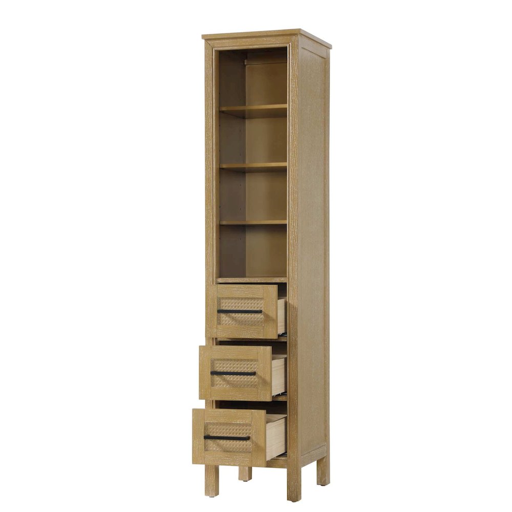 16 Inch Open Shelving Bath Storage Cabinet in Linen Oak. Picture 2