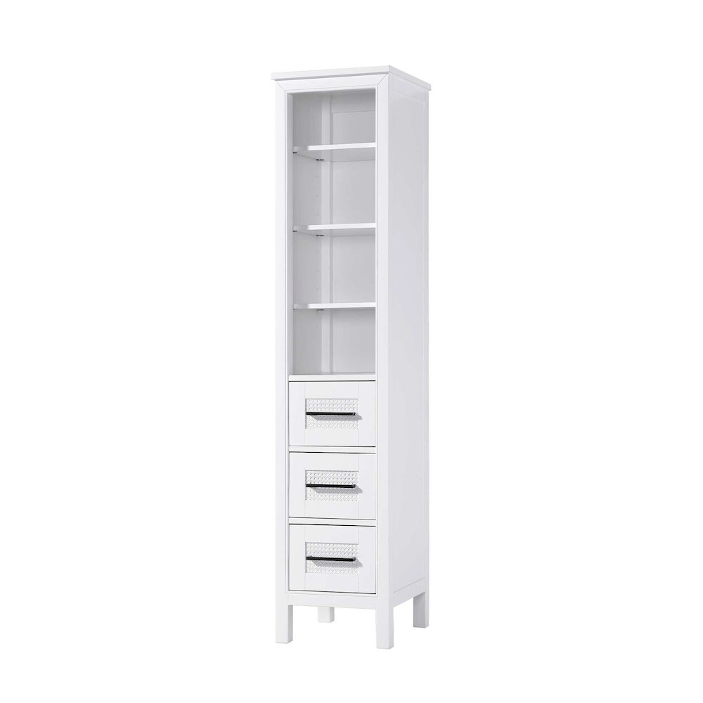 16 Inch Open Shelving Bath Storage Cabinet in White. Picture 1