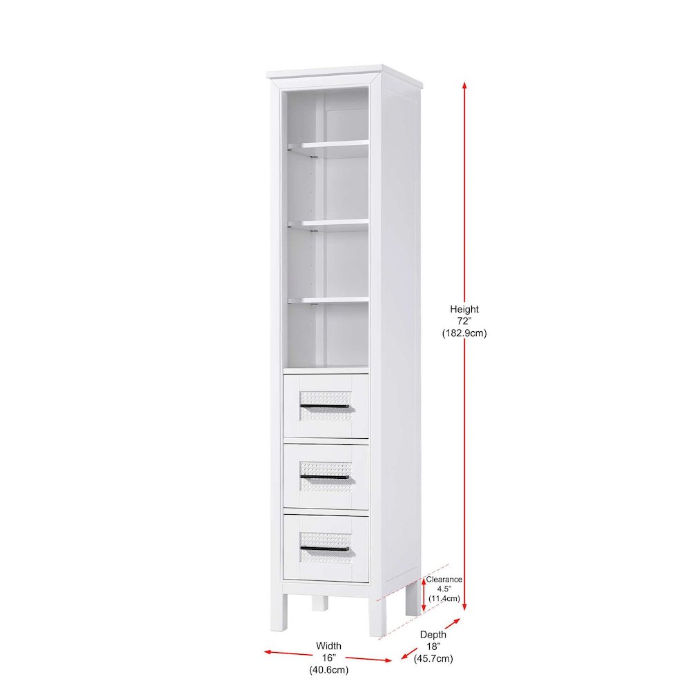 16 Inch Open Shelving Bath Storage Cabinet in White. Picture 7