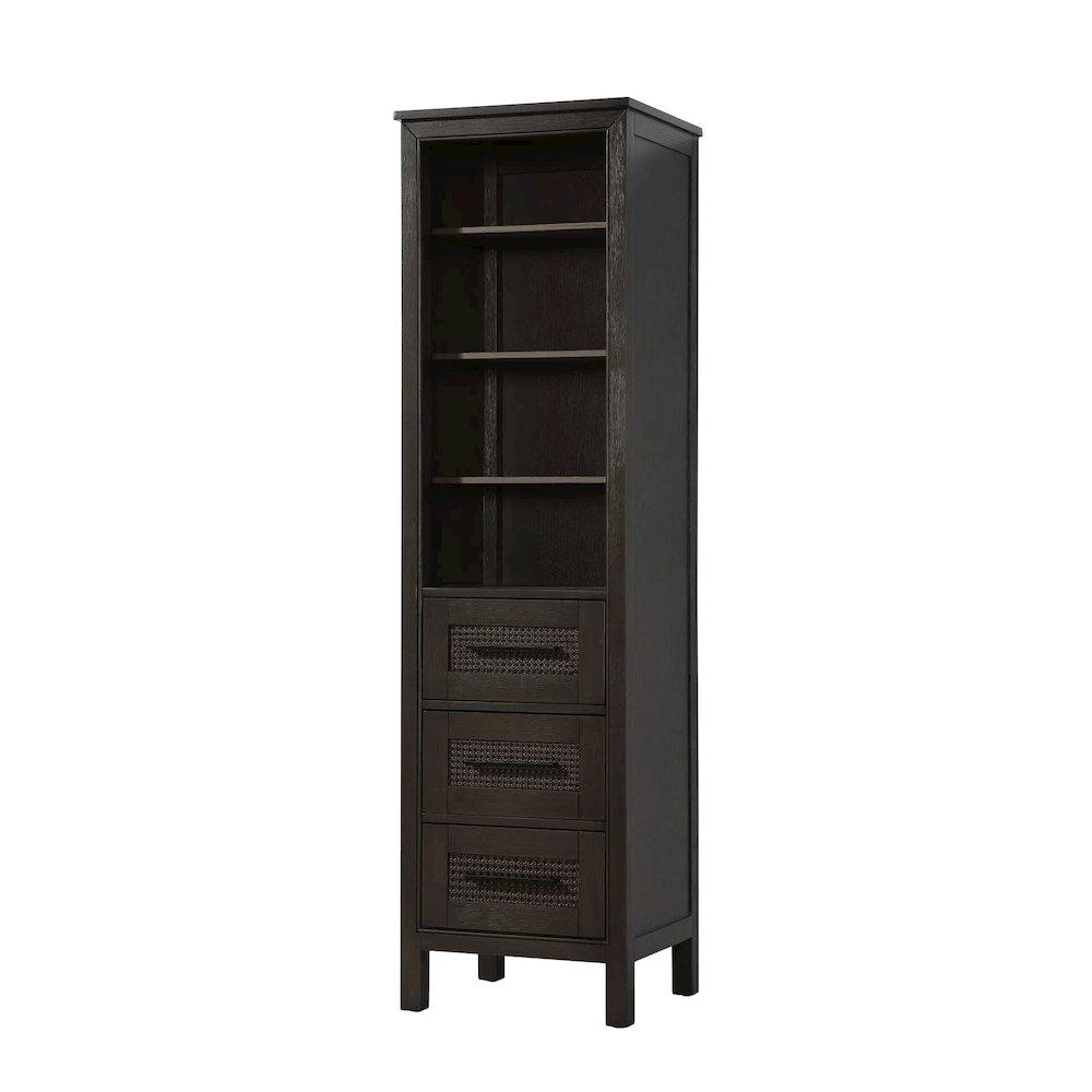 20 Inch Open Shelving Bath Storage Cabinet in Chocolate Oak. Picture 1