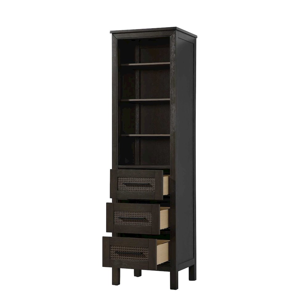 20 Inch Open Shelving Bath Storage Cabinet in Chocolate Oak. Picture 2