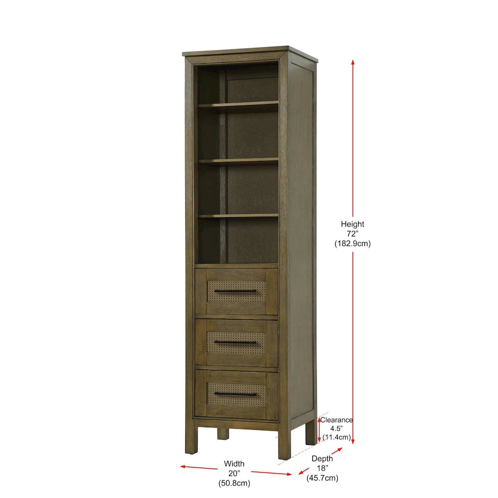 20 Inch Open Shelving Bath Storage Cabinet in Hazel Oak. Picture 7