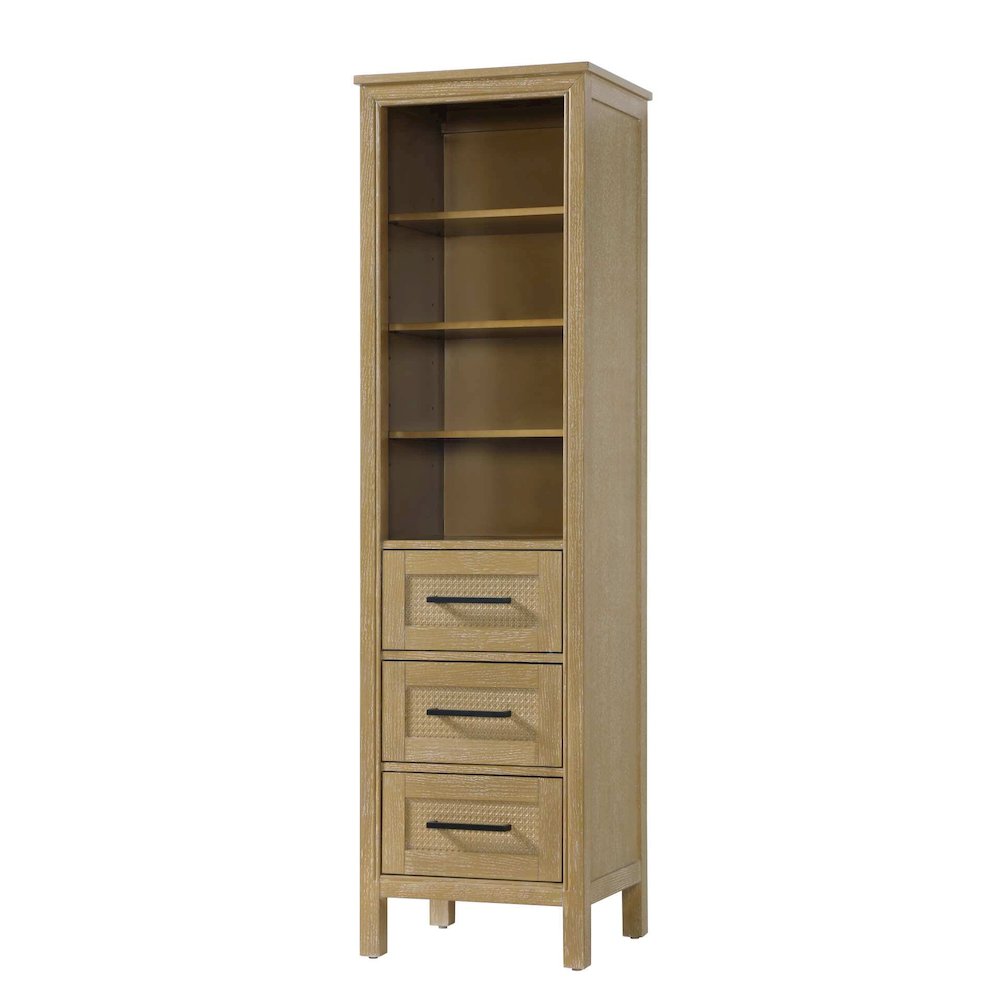 20 Inch Open Shelving Bath Storage Cabinet in Linen Oak. Picture 1