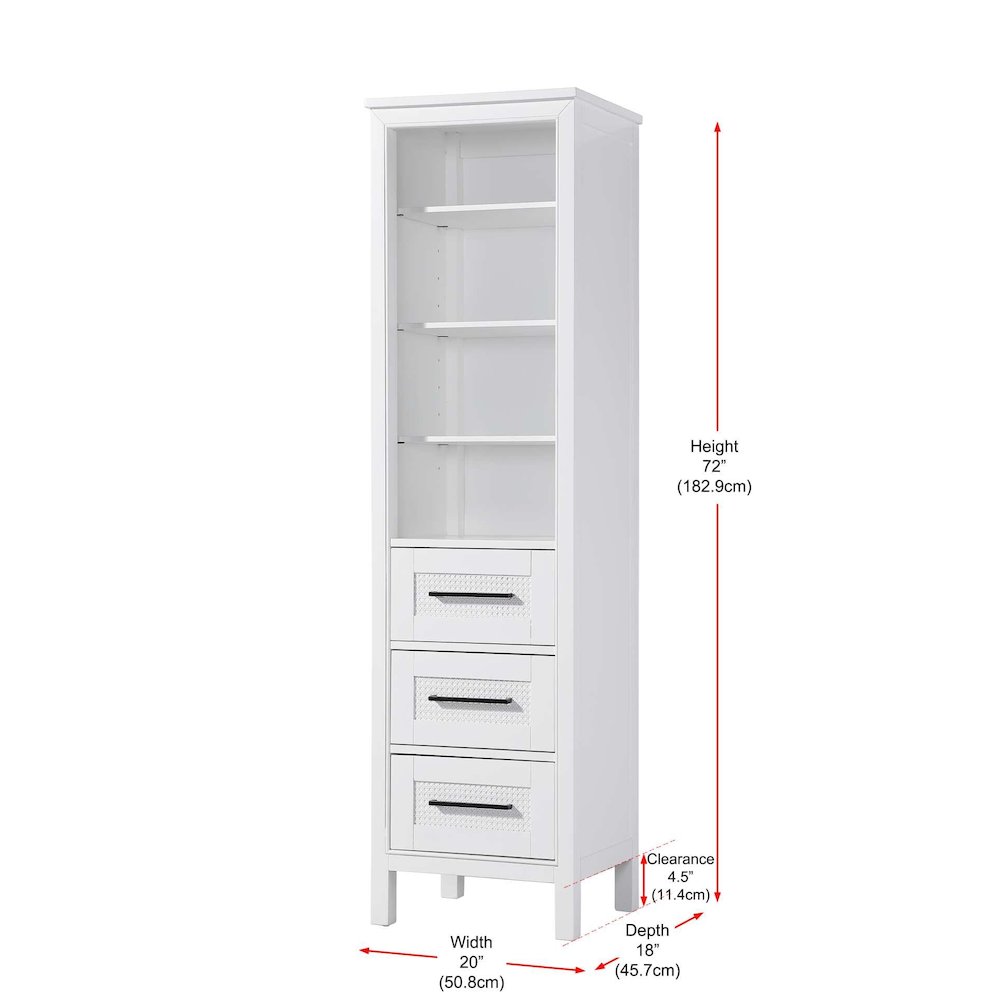 20 Inch Open Shelving Bath Storage Cabinet in White. Picture 7