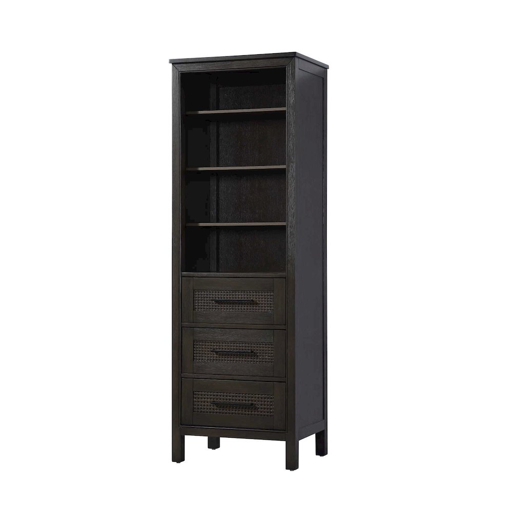 24 Inch Open Shelving Bath Storage Cabinet in Chocolate Oak. Picture 1